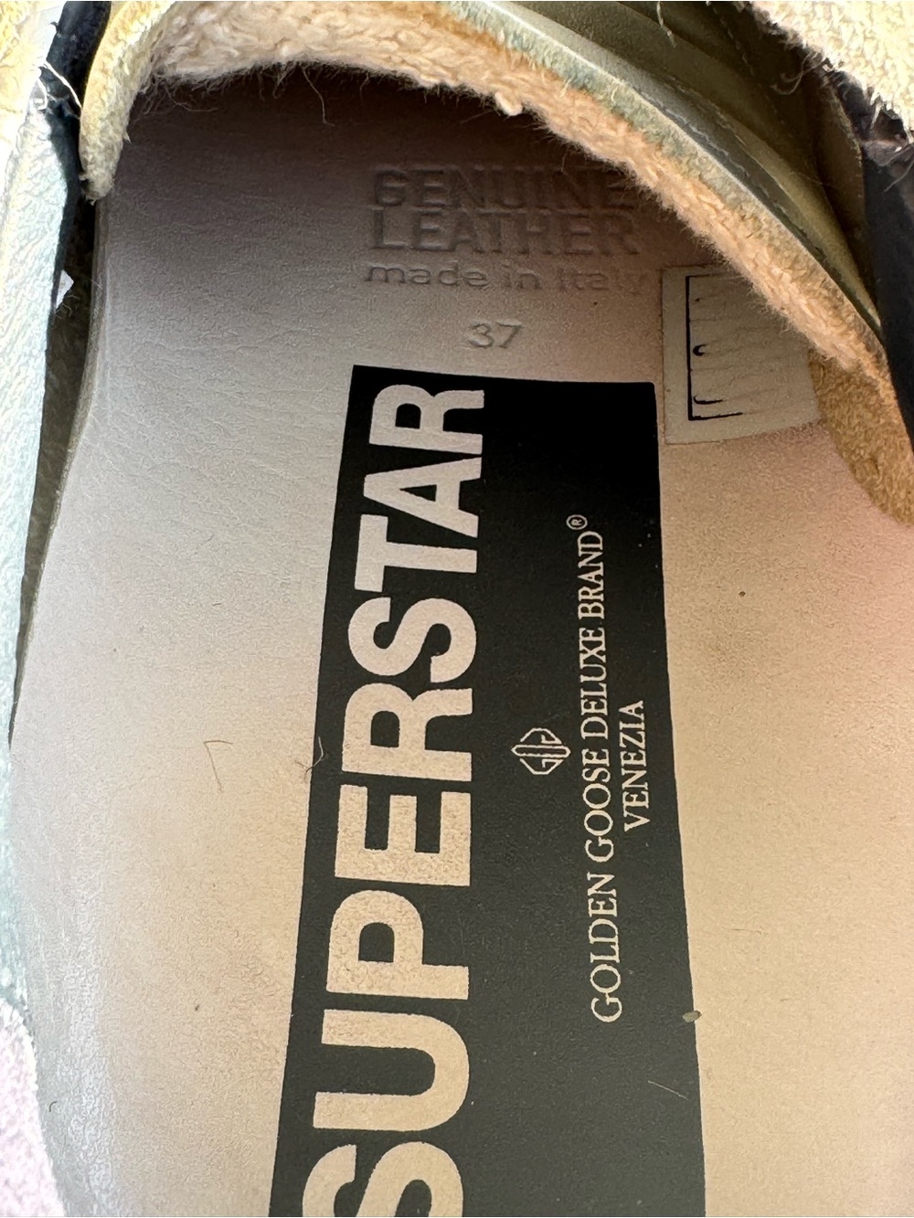 GOLDEN GOOSE Super-Star with Gray Suede Star & Navy Blue Heel Tab - Size 37 - Picture 7 of 7